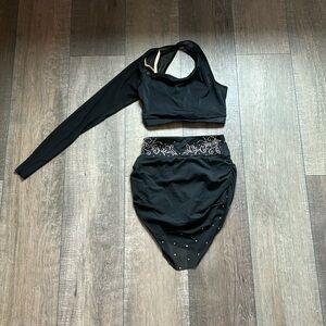 Small Adult Ivy Sky Swarovski Skirt and Balera Asymmetrical Top (2-Piece Set)